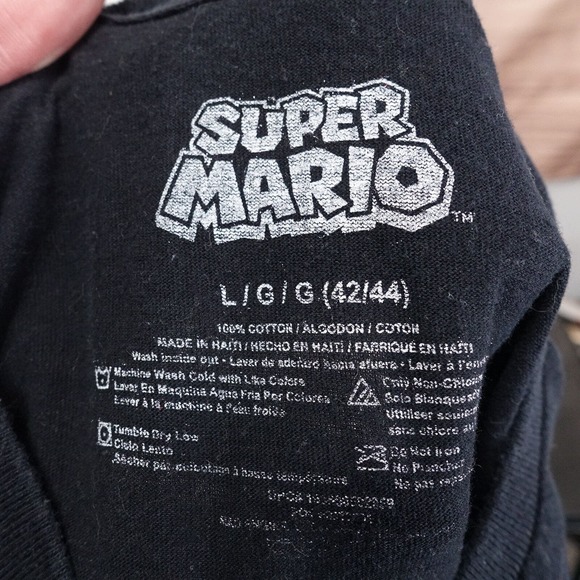 SUPER MARIO BROS LUIGI WARIO BLACK VIDEO GAME T-SHIRT SIZE L LARGE - Picture 6 of 6
